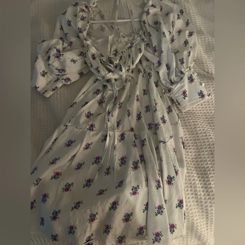 For Love And Lemons Viola dress / White and Purple Ruffled Tiered Sundress - Picture 8 of 8
